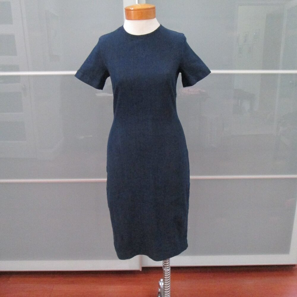 Prairie Underground Short Sleeve Denim Midi Wiggle Pencil Dress